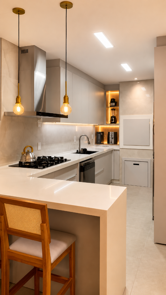 Cozinha com pendentes